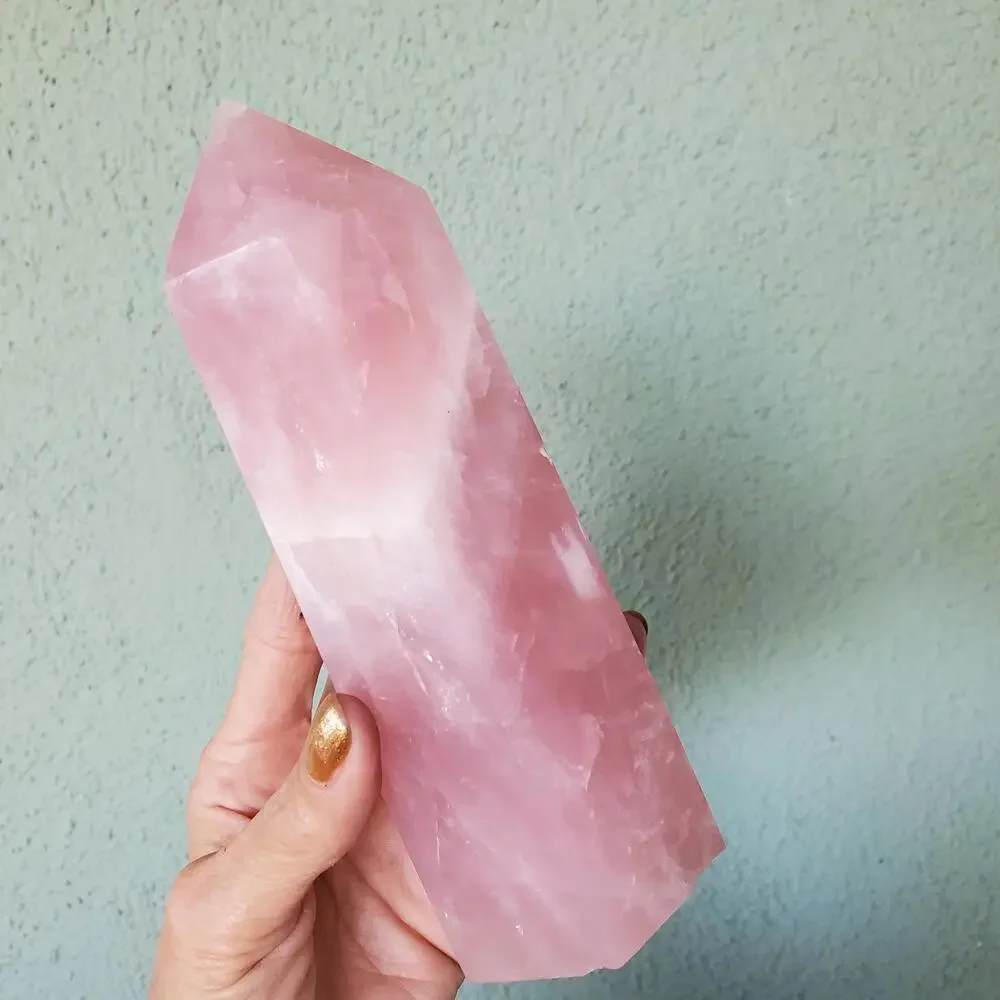 Rose Quartz Deep Dark Pink Flashy Crystal Large Tower 868 grams